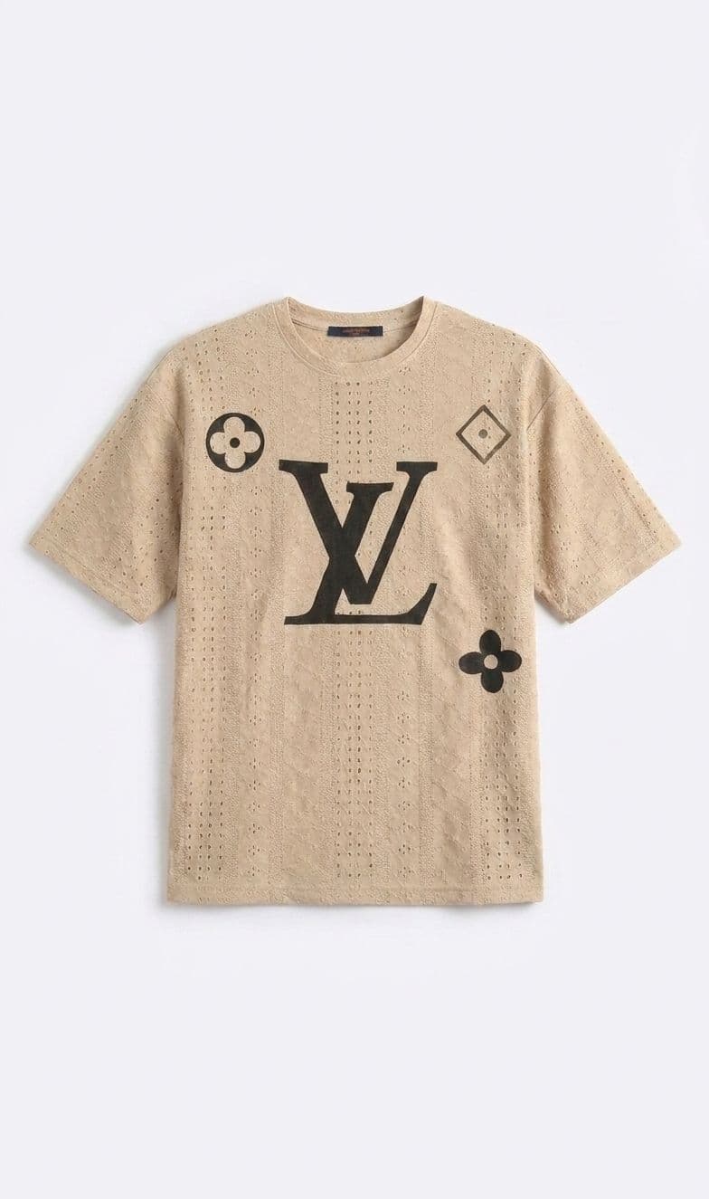 Men's LV Monogram Oversized Drop Shoulder T-Shirt – Light Brown Chicken Fabric thumbnail 3
