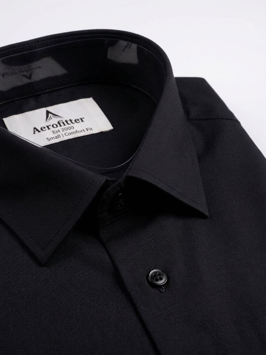 Men's Classic Black Semi Formal Shirt – Premium Long Sleeve Dress Shirt