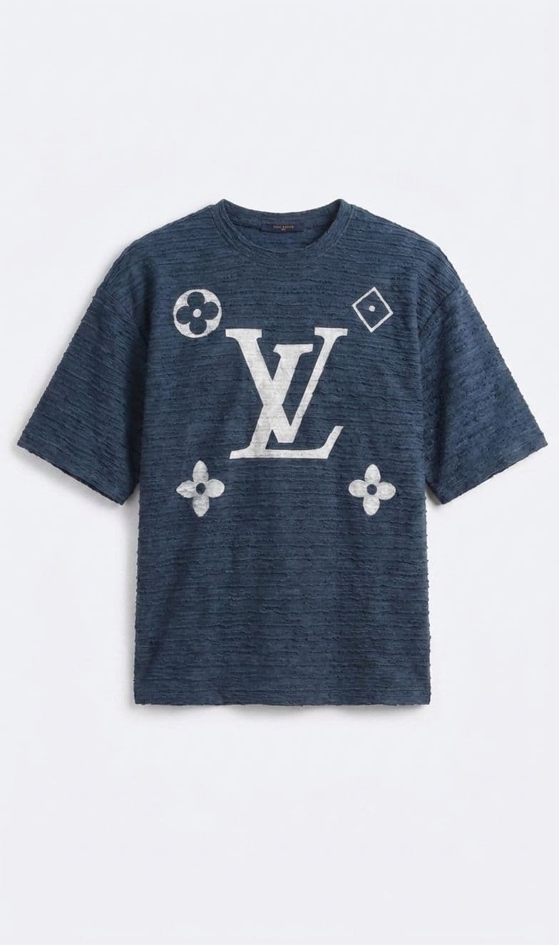 Men's  Oversized Drop Shoulder T-Shirt – Deep Blue Chicken Fabric thumbnail 3