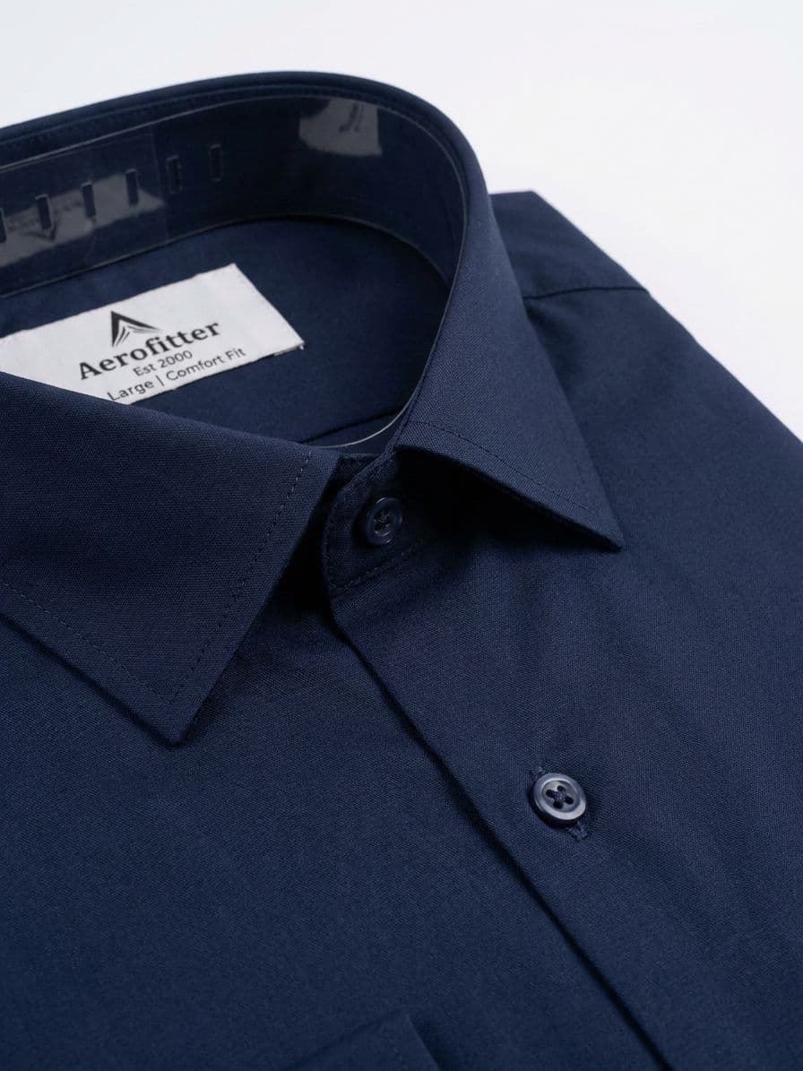 Men's Navy Blue Semi Formal  Shirt – Premium Long Sleeve Dress Shirt