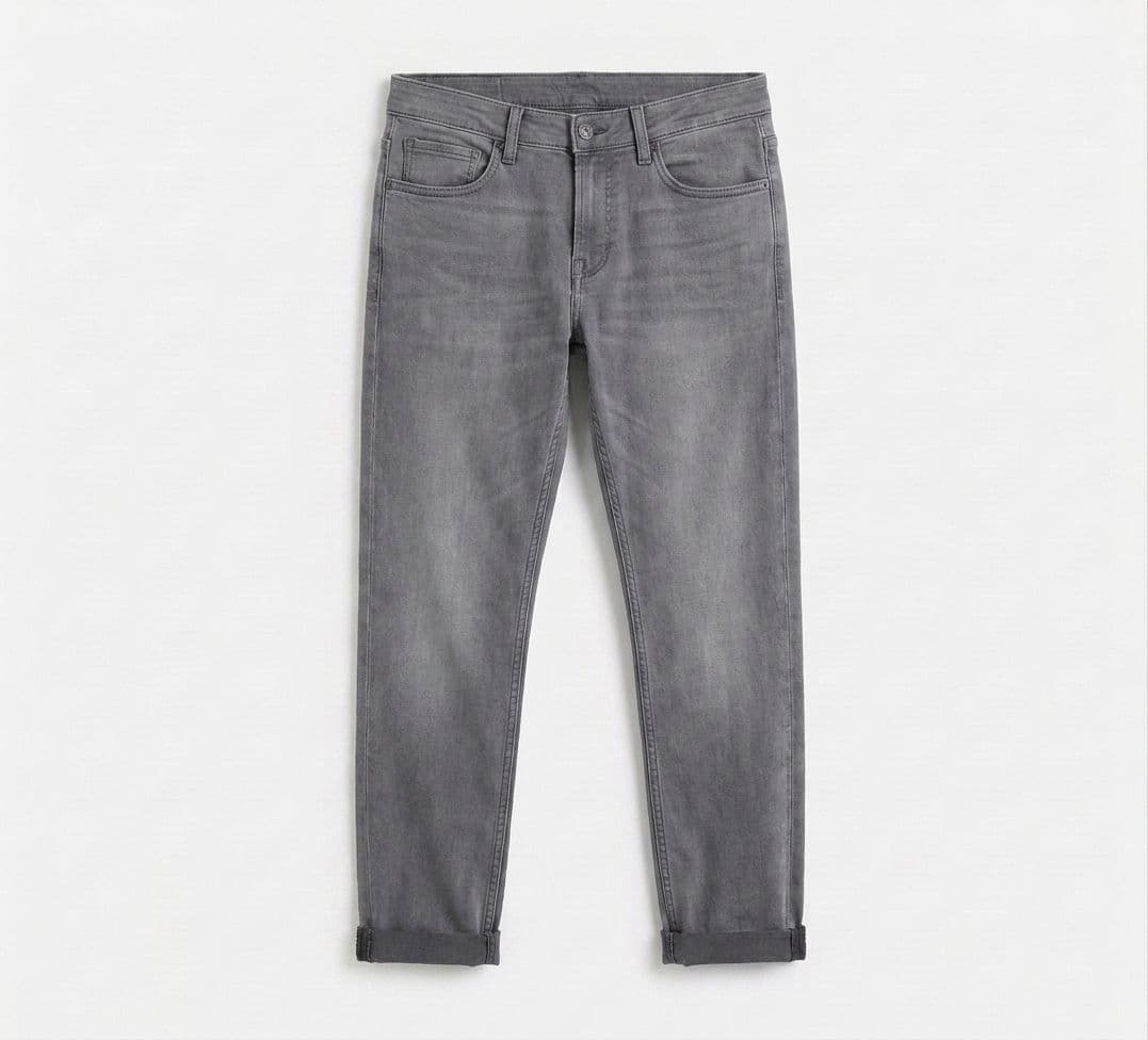 Men's Dark Grey Slim Fit Stretch Jeans – Export Quality Charcoal Denim Pants thumbnail 3