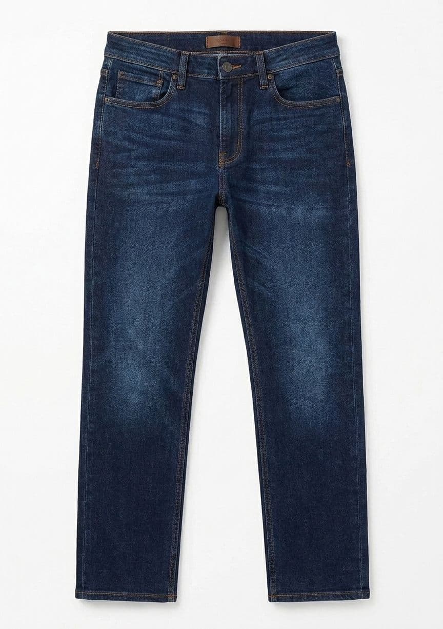 EXPORT QUALITY BRANDED SLIM FIT DENIM JEANS : DARK BLUE thumbnail 3