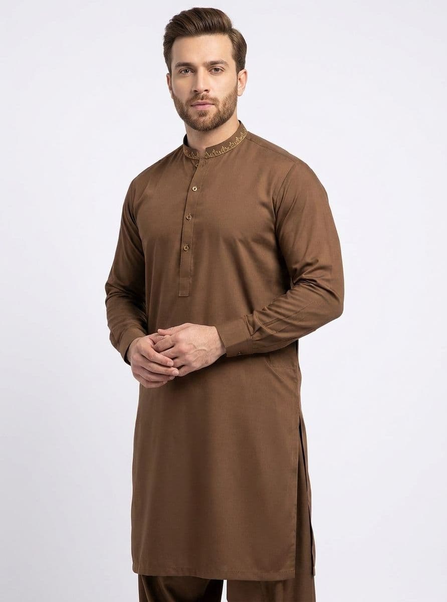 IDEAS by GUL AHMED - MENS SHALWAR KAMEEZ 2025 - LIGHT BROWN