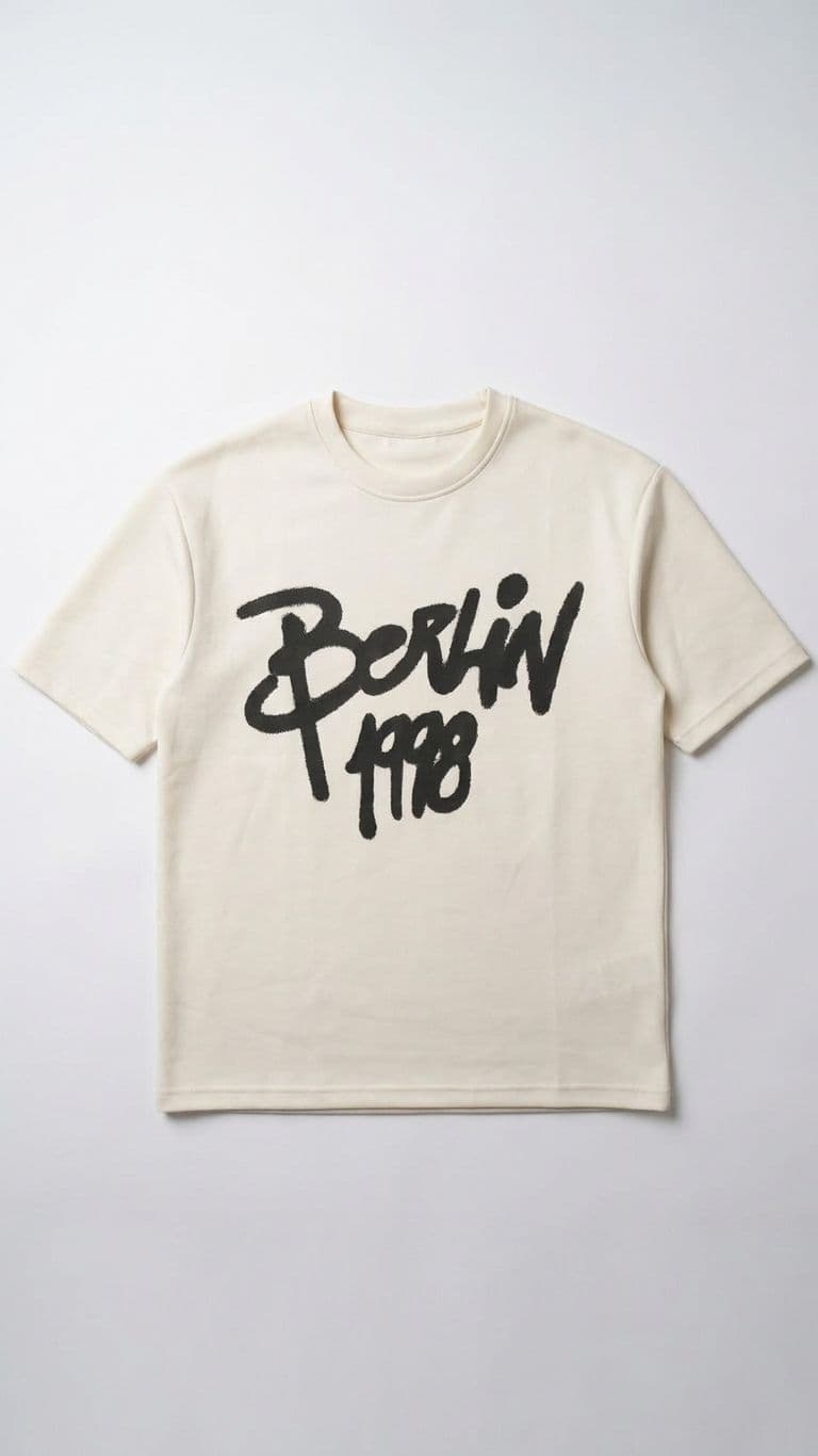 Men's Off-White Drop Shoulder Graphic T-Shirt – Berlin 1998 Oversized Tee thumbnail 3