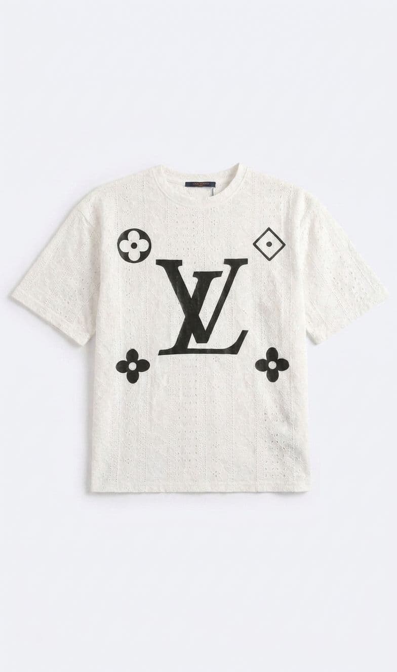 Men's LV Monogram Oversized Drop Shoulder T-Shirt – White Chicken Fabric thumbnail 3