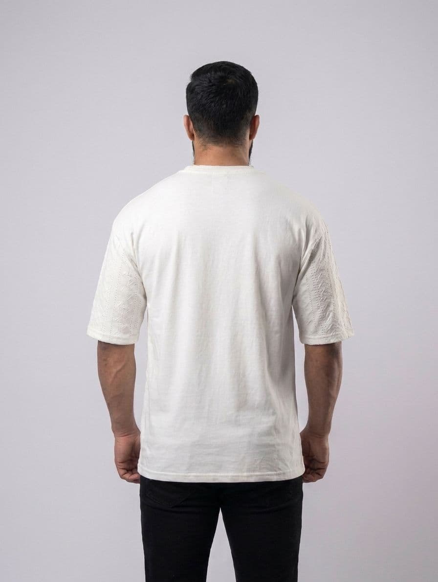 Men's LV Monogram Oversized Drop Shoulder T-Shirt – White Chicken Fabric thumbnail 3