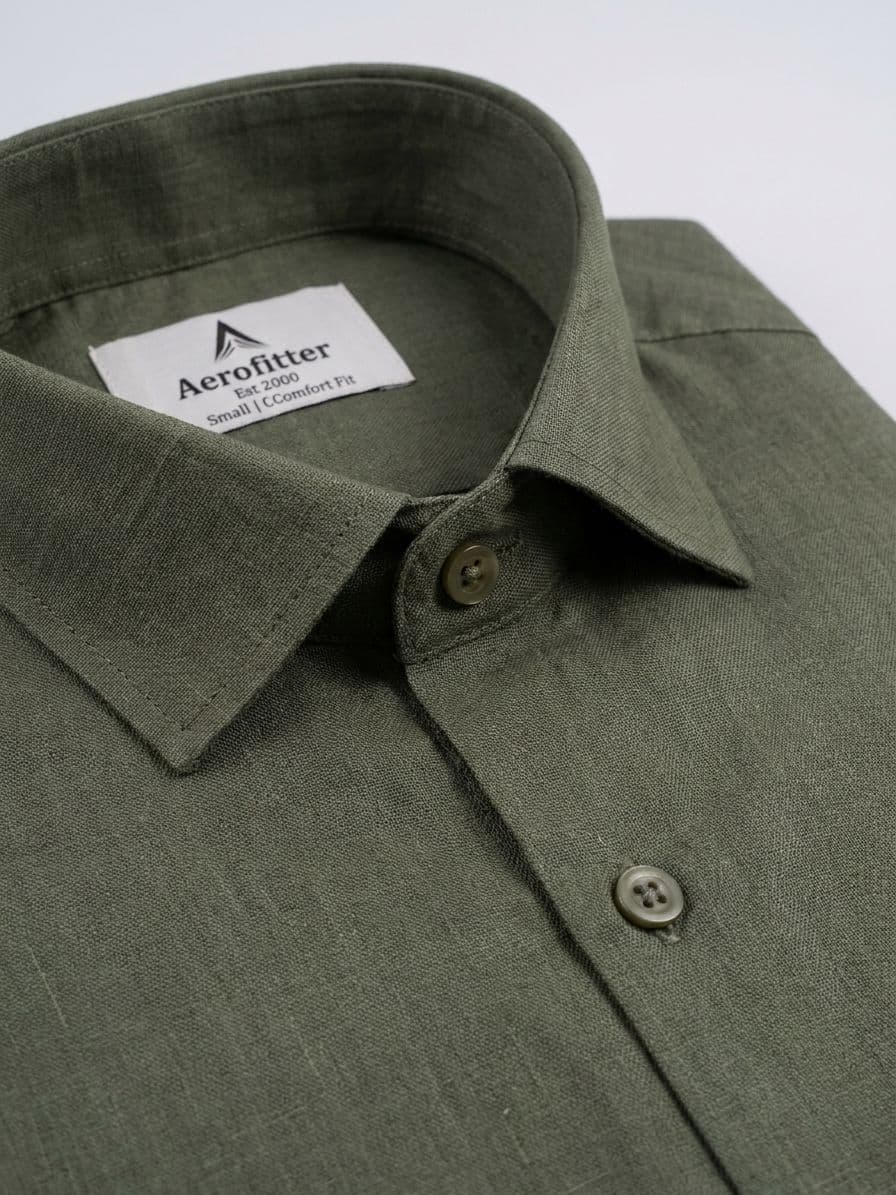 Men's Olive Green Semi Formal Shirt – Premium Long Sleeve Dress Shirt
