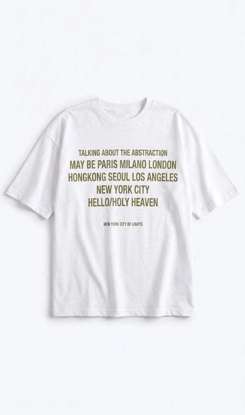 Men's Off-White Drop Shoulder Graphic T-Shirt – Urban City Print Oversized Tee thumbnail 3