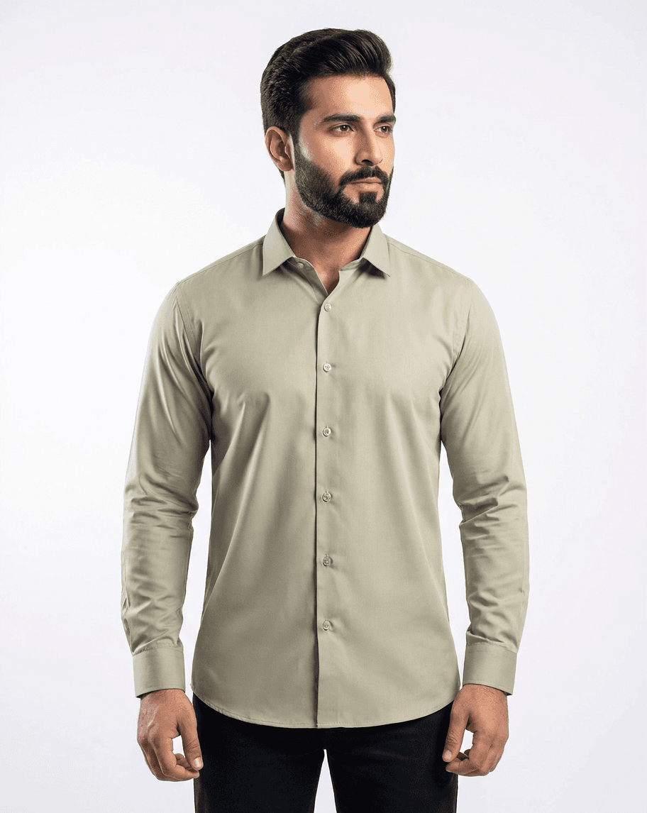 Men's Light Pistachio Green Semi Formal Shirt – Premium Long Sleeve Dress Shirt thumbnail 3