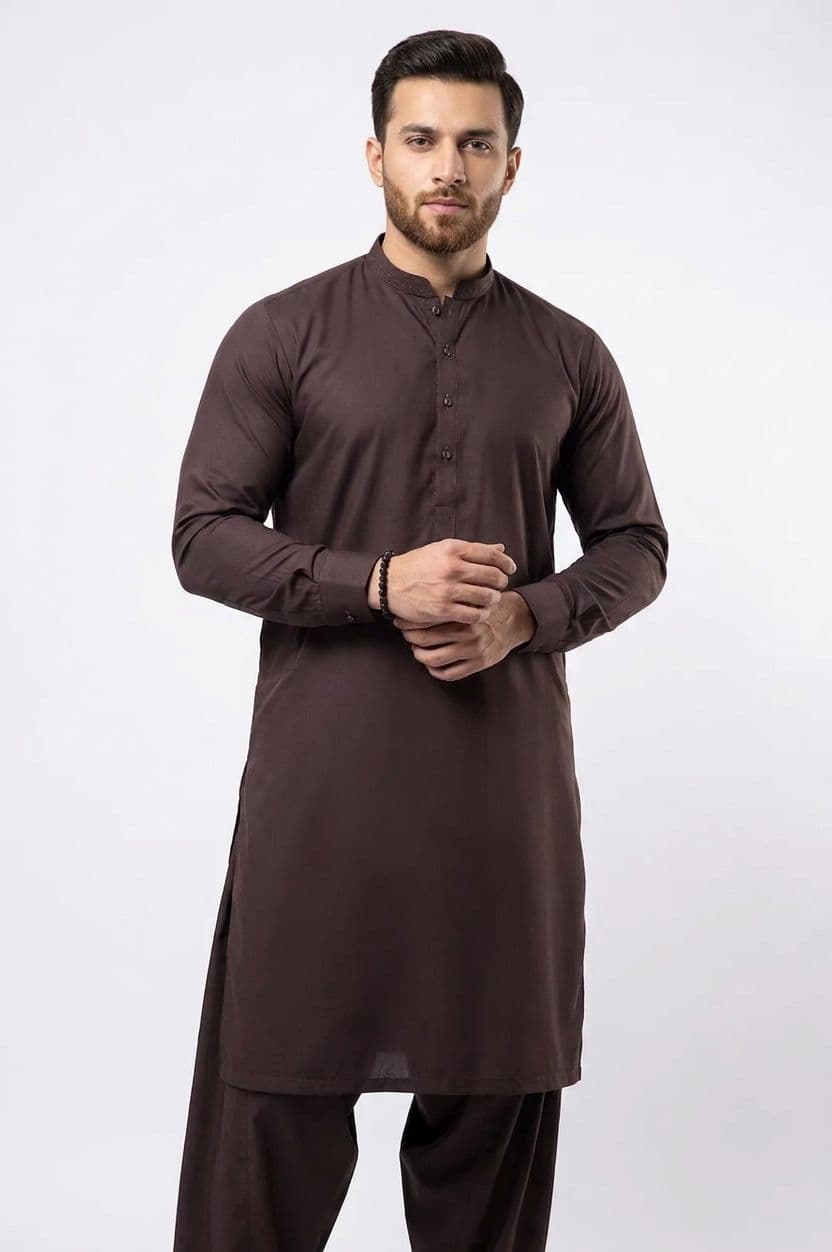 IDEAS by GUL AHMED - MENS SHALWAR KAMEEZ 2025  - CHOCOLATE BROWN