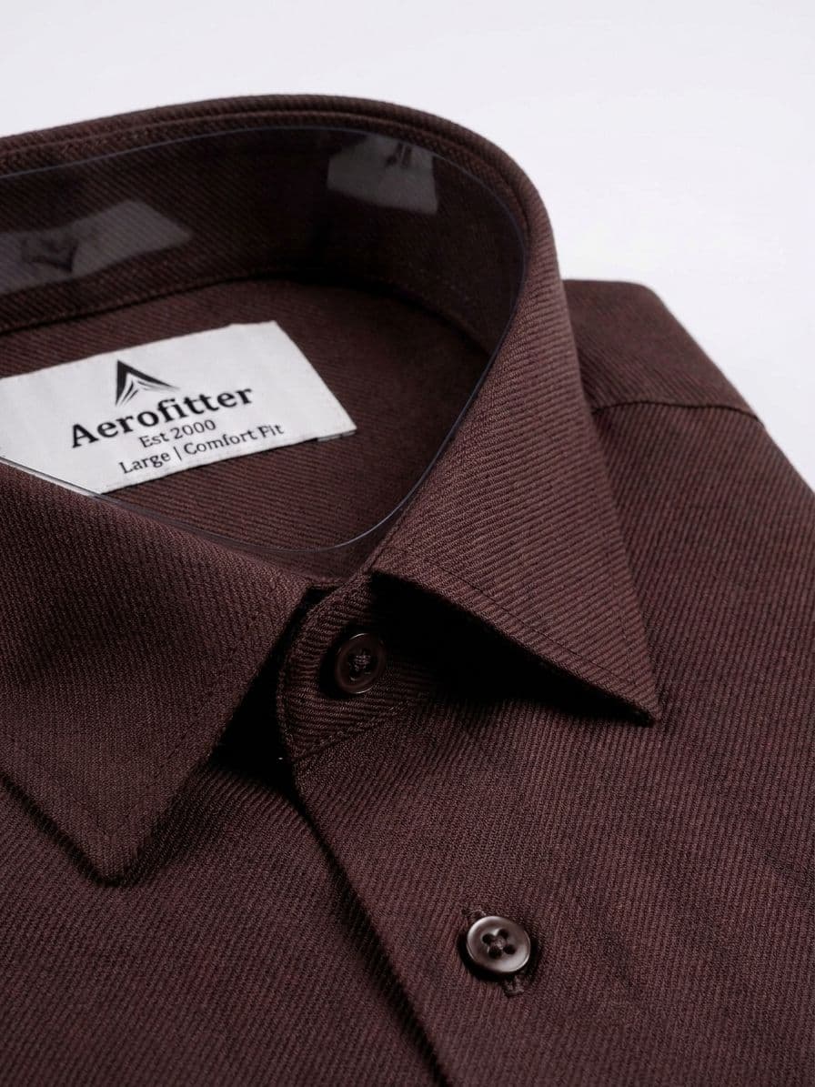 Men's Chocolate Brown Semi Formal Shirt – Premium Long Sleeve Dress Shirt