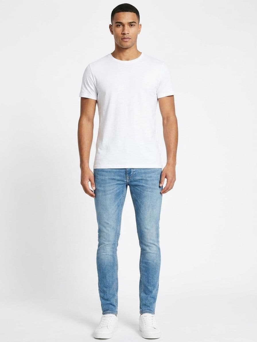 JACK & JONES SKINNY DENIM JEANS SUPER STRECHIBLE : ICE BLUE