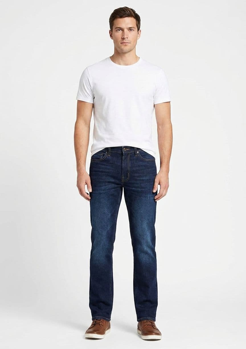 EXPORT QUALITY BRANDED SLIM FIT DENIM JEANS : DARK BLUE
