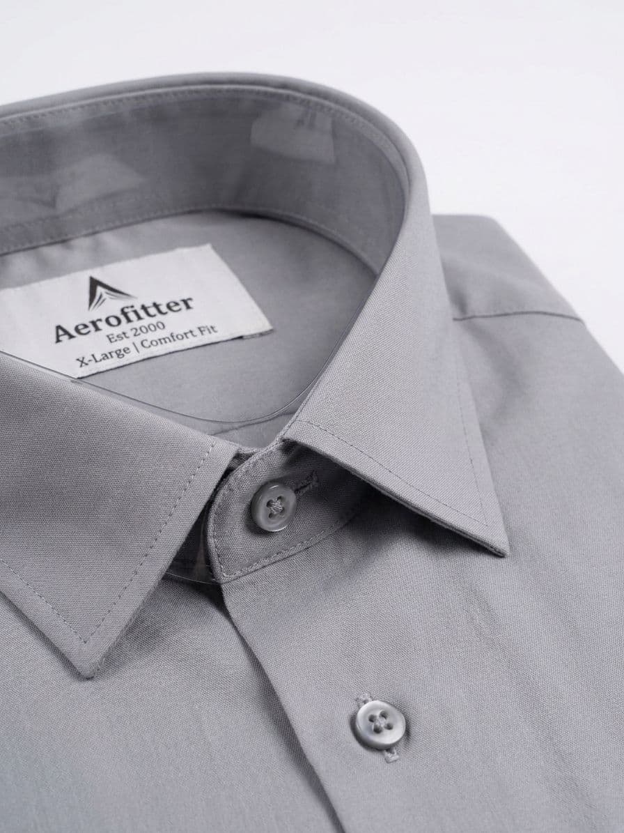 Men's Light Grey Semi Formal Shirt – Premium Long Sleeve Dress Shirt