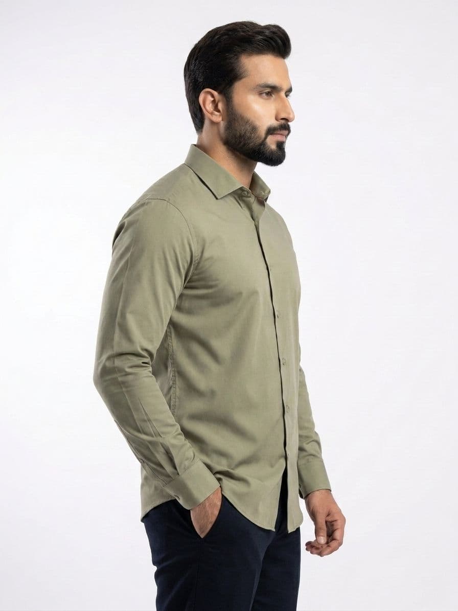 Men's Sage Green Semi Formal Shirt – Premium Long Sleeve Dress Shirt thumbnail 4