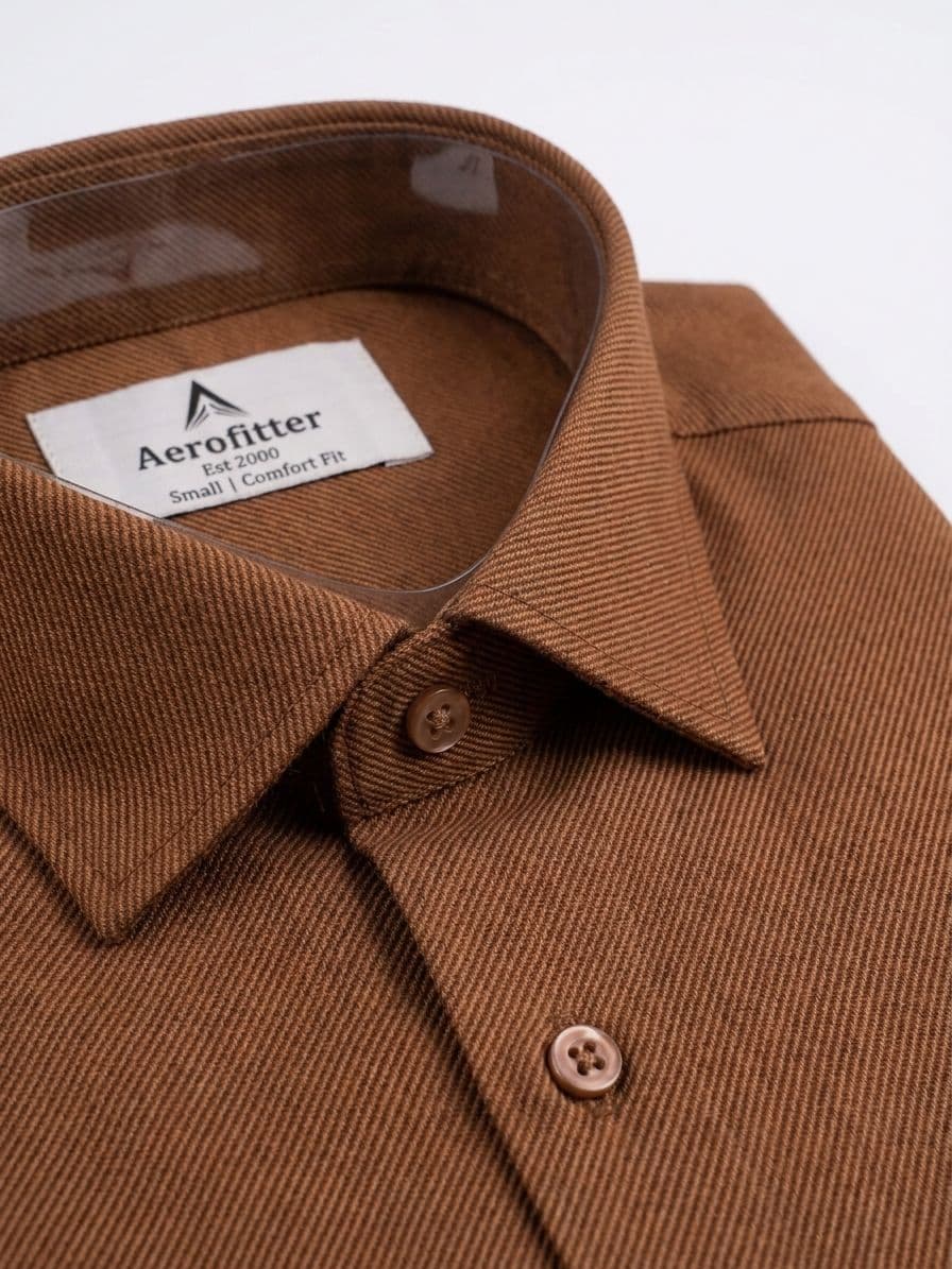 Men's Rust Brown Semi Formal Shirt – Premium Long Sleeve Dress Shirt
