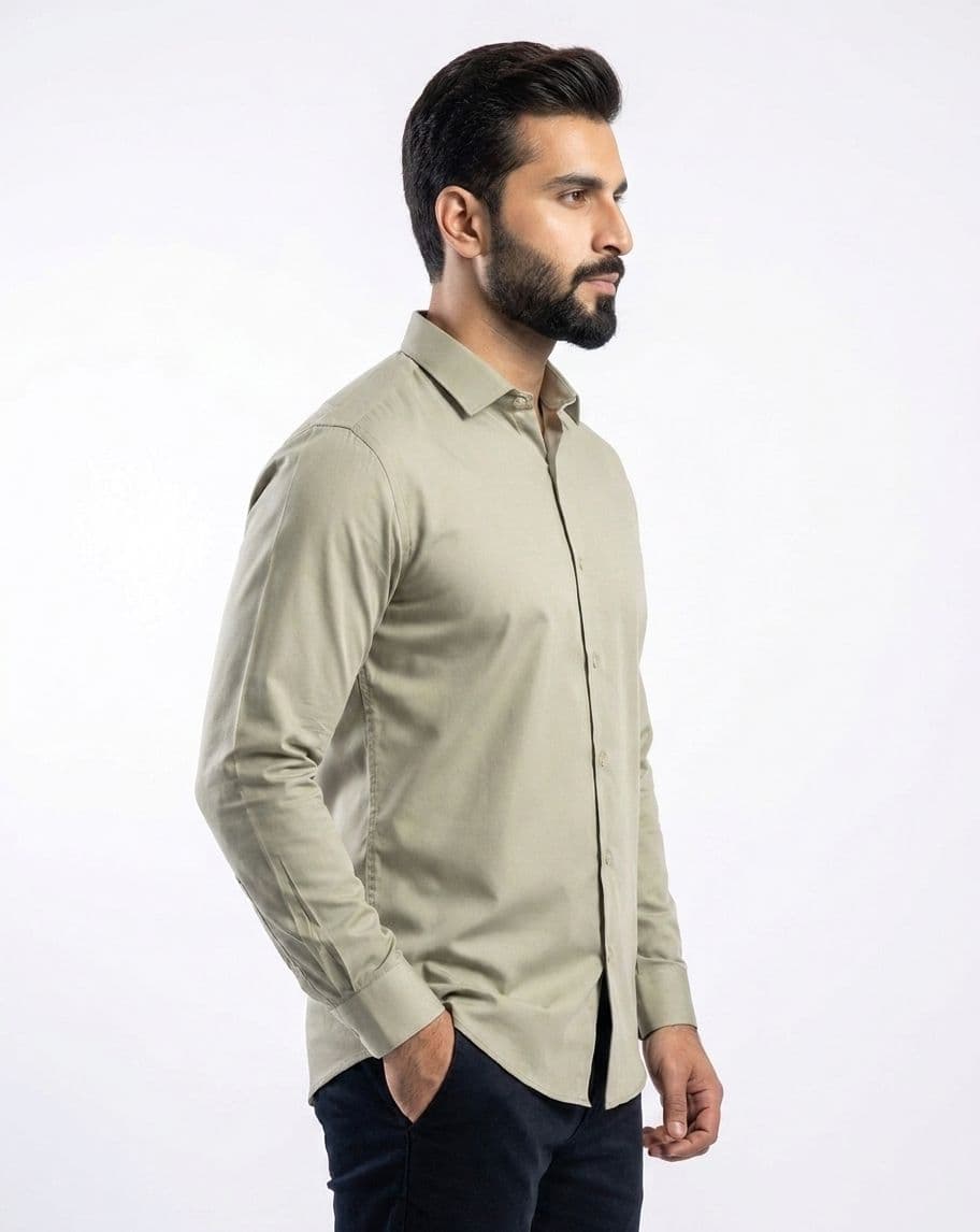 Men's Light Pistachio Green Semi Formal Shirt – Premium Long Sleeve Dress Shirt thumbnail 4