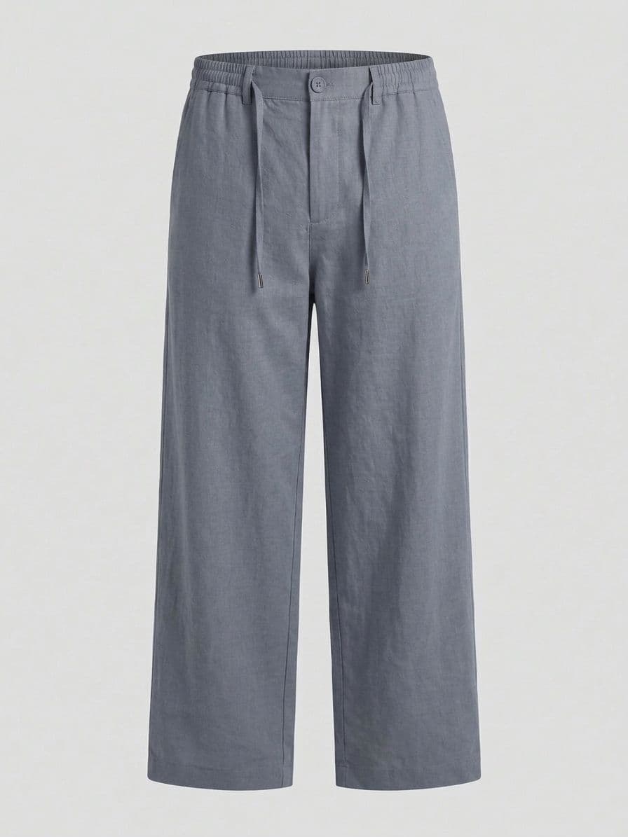 Men's Slate Grey Loose Fit Irish Cotton Trousers – Baggy Drawstring Pants thumbnail 3