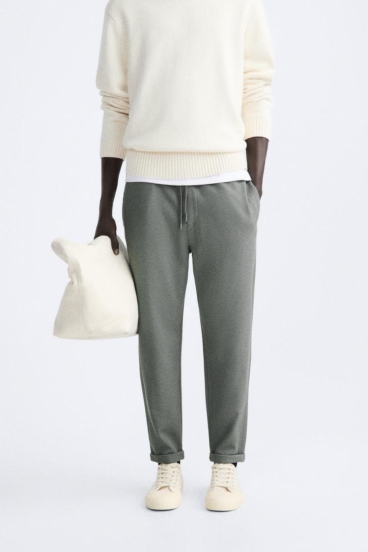ZARA EASY CARE TROUSERS WITH JOGGER WAIST BAND | 100% original | exclusive quality | grey thumbnail 2