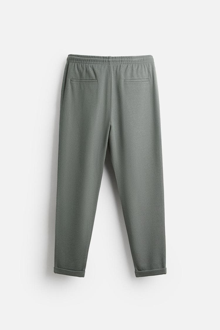 ZARA EASY CARE TROUSERS WITH JOGGER WAIST BAND | 100% original | exclusive quality | grey thumbnail 4
