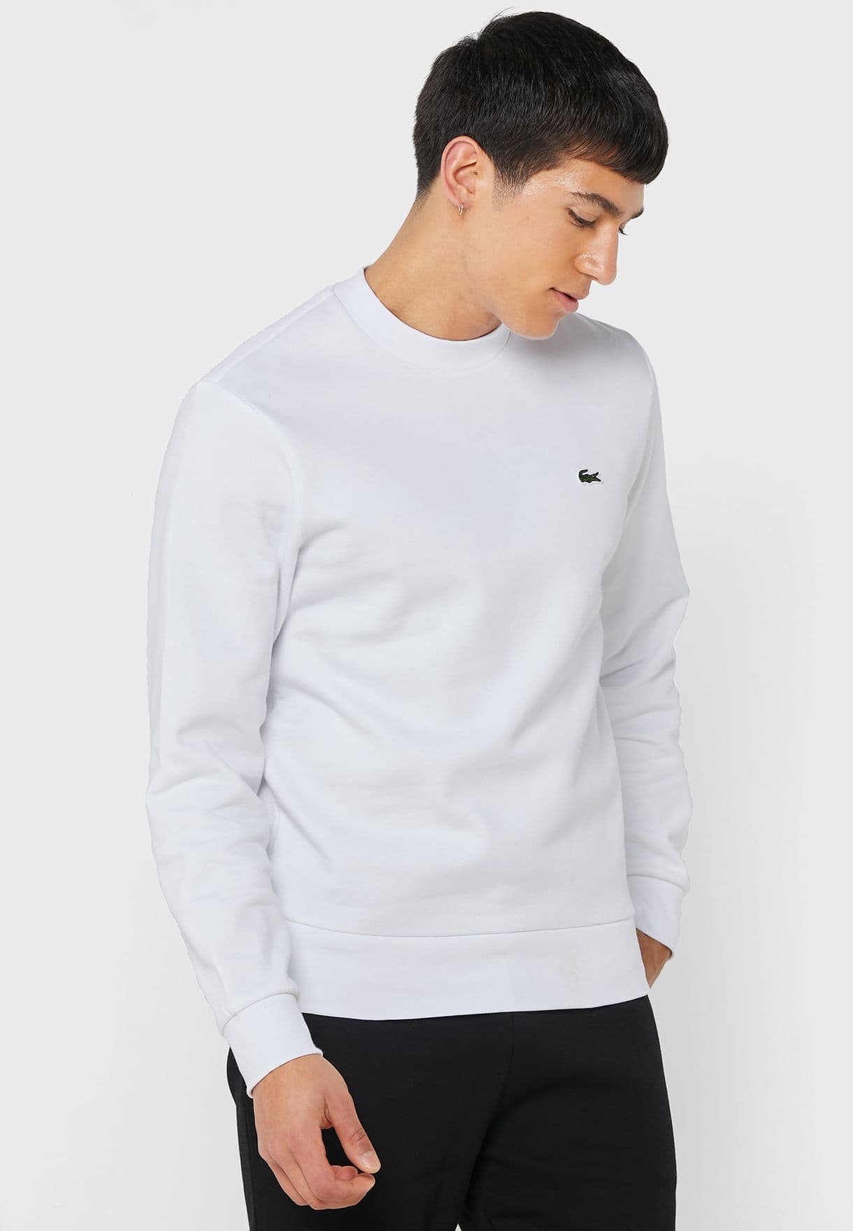 LACOSTE | 100% ORIGNAL | MENS SWEAT SHIRT | EXPORT QUALITY | EMBRAIDED LOGO ON FRONT | FOR WINTER | WHITE thumbnail 3