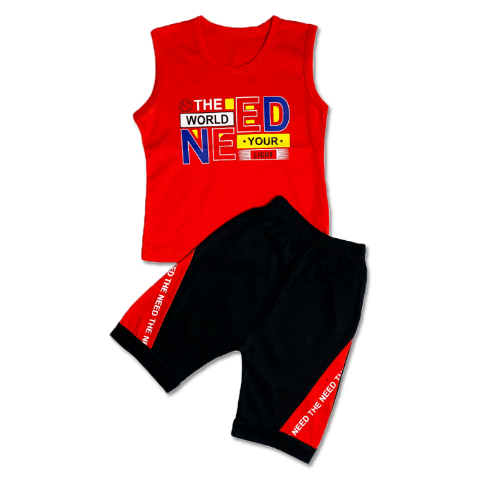HIGH DENSITY SANDO PAIR | IMPORTED QUALITY | SOFT COTTON LYCRA JERCEY | SANDO & SHORT | PAIR | 1 TO 5 YEARS | RED