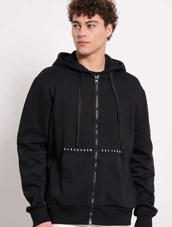 body talk | men hoodie zipper | 100% original | export quality | jet black thumbnail 2