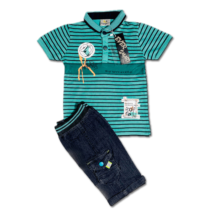 BRANDED PAIR | IMPORTED QUALITY | SOFT COTTON LYCRA JERCEY | T SHIRT & SHORT | PAIR | 1 TO 5 YEARS | GREEN