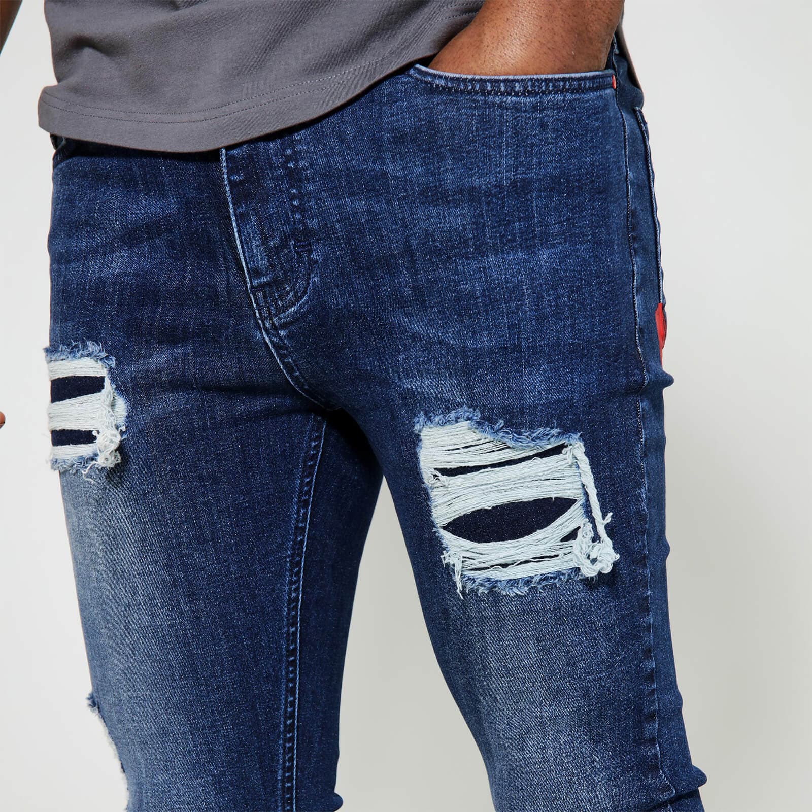 GRINDING WITH SKIN COVER  | 100% ORIGINAL | DENIM JEANS | EXPORT QUALITY | SKIN FIT | DARK BLUE thumbnail 2
