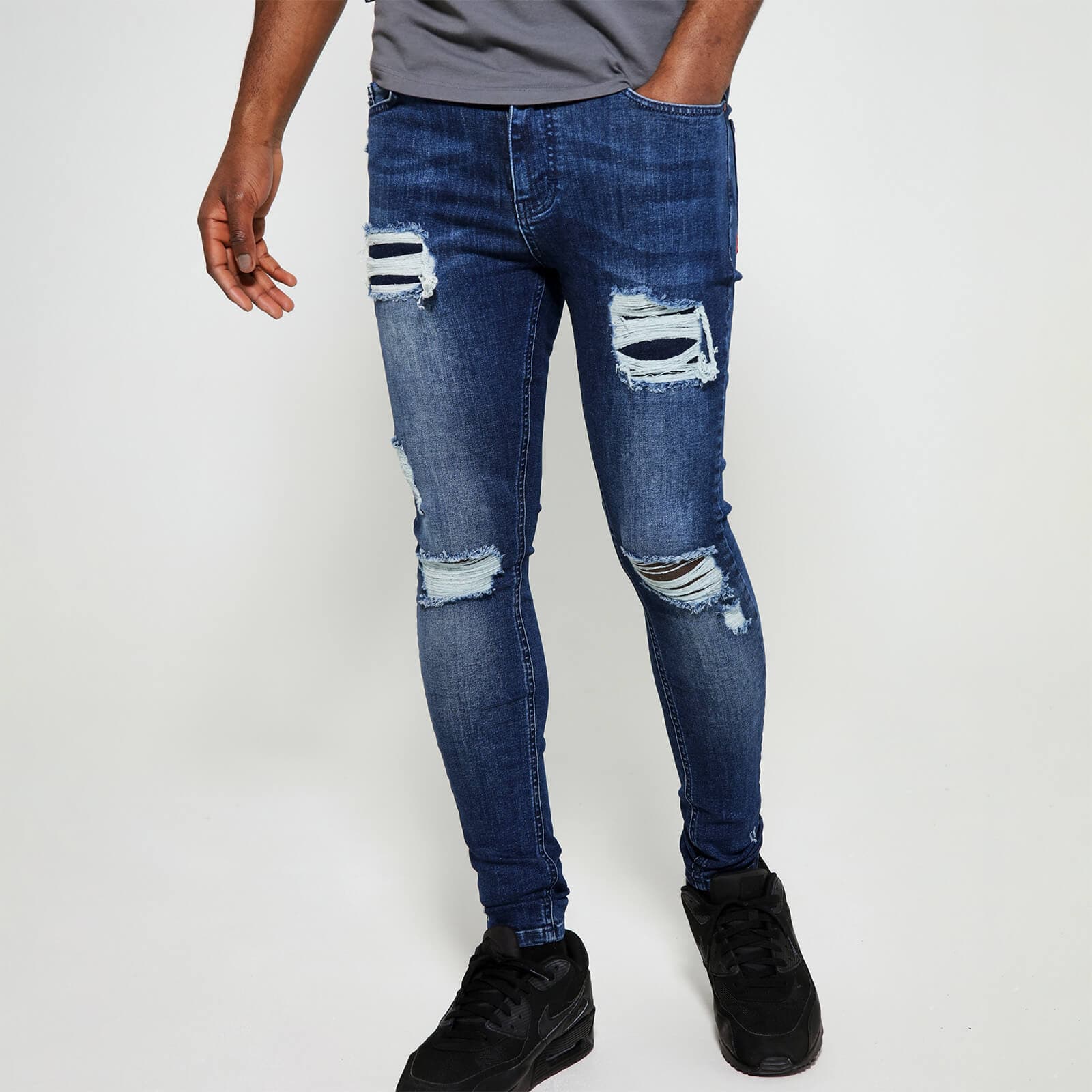 GRINDING WITH SKIN COVER  | 100% ORIGINAL | DENIM JEANS | EXPORT QUALITY | SKIN FIT | DARK BLUE