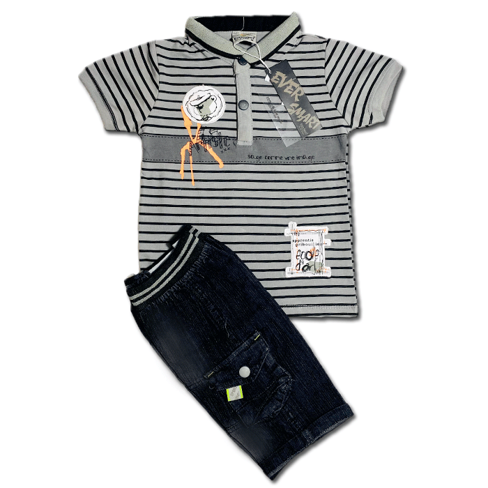 BRANDED PAIR | IMPORTED QUALITY | SOFT COTTON LYCRA JERCEY | T SHIRT & SHORT | PAIR | 1 TO 5 YEARS | GREY