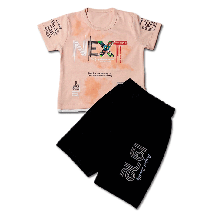 BRANDED PAIR | IMPORTED QUALITY | SOFT COTTON LYCRA JERCEY | T SHIRT & SHORT | PAIR | 1 TO 5 YEARS | LIGHT PINK