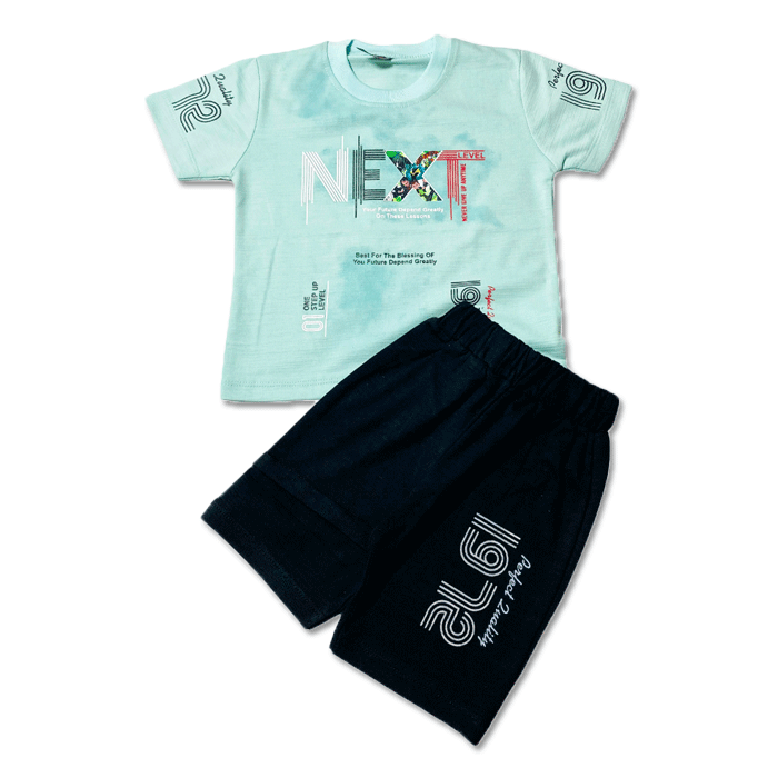 BRANDED PAIR | IMPORTED QUALITY | SOFT COTTON LYCRA JERCEY | T SHIRT & SHORT | PAIR | 1 TO 5 YEARS | SKY BLUE
