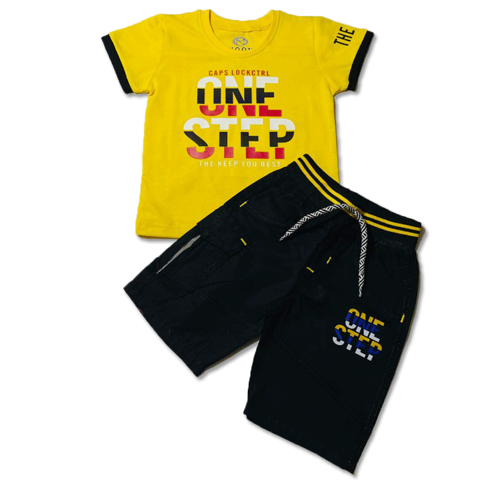 BRANDED PAIR | IMPORTED QUALITY | SOFT COTTON LYCRA JERCEY | T SHIRT & SHORT | PAIR | 1 TO 5 YEARS | YELLOW