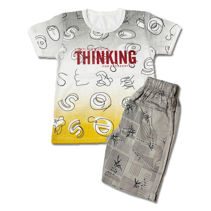 BRANDED PAIR | IMPORTED QUALITY | SOFT COTTON LYCRA JERCEY | T SHIRT & SHORT | PAIR | 1 TO 5 YEARS | LIGHT GREY