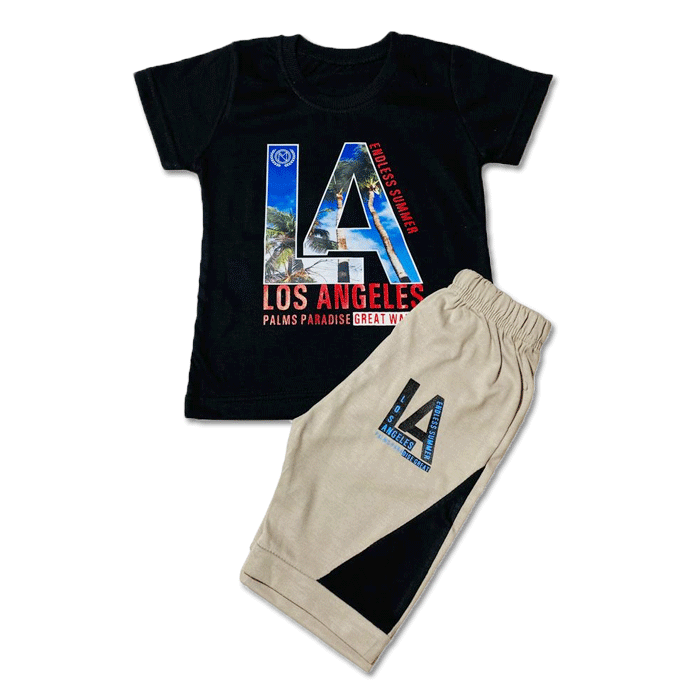 BRANDED PAIR | IMPORTED QUALITY | SOFT COTTON LYCRA JERCEY | T SHIRT & SHORT | PAIR | 1 TO 5 YEARS | BLACK