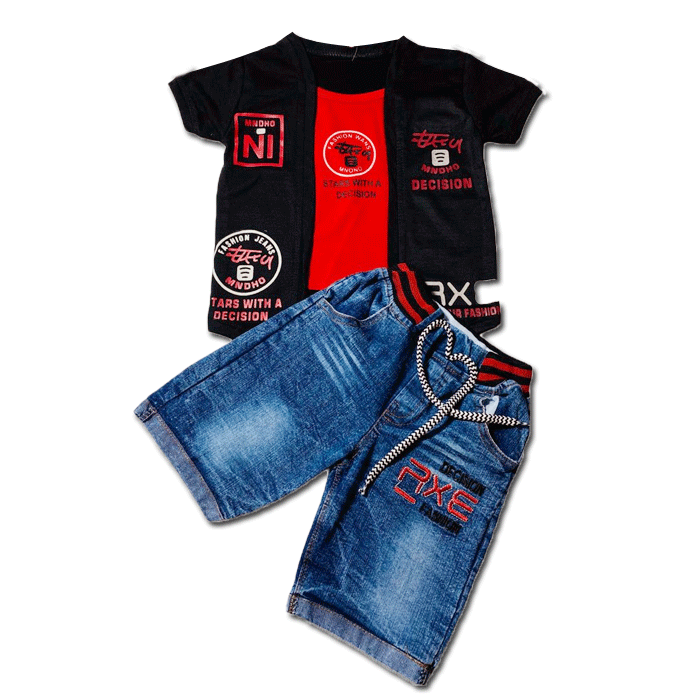 Branded Pair | Imported Quality | Soft Cotton Lycra Jersey | T-Shirt & Shorts Set | Sizes 1 to 5 Years | Black