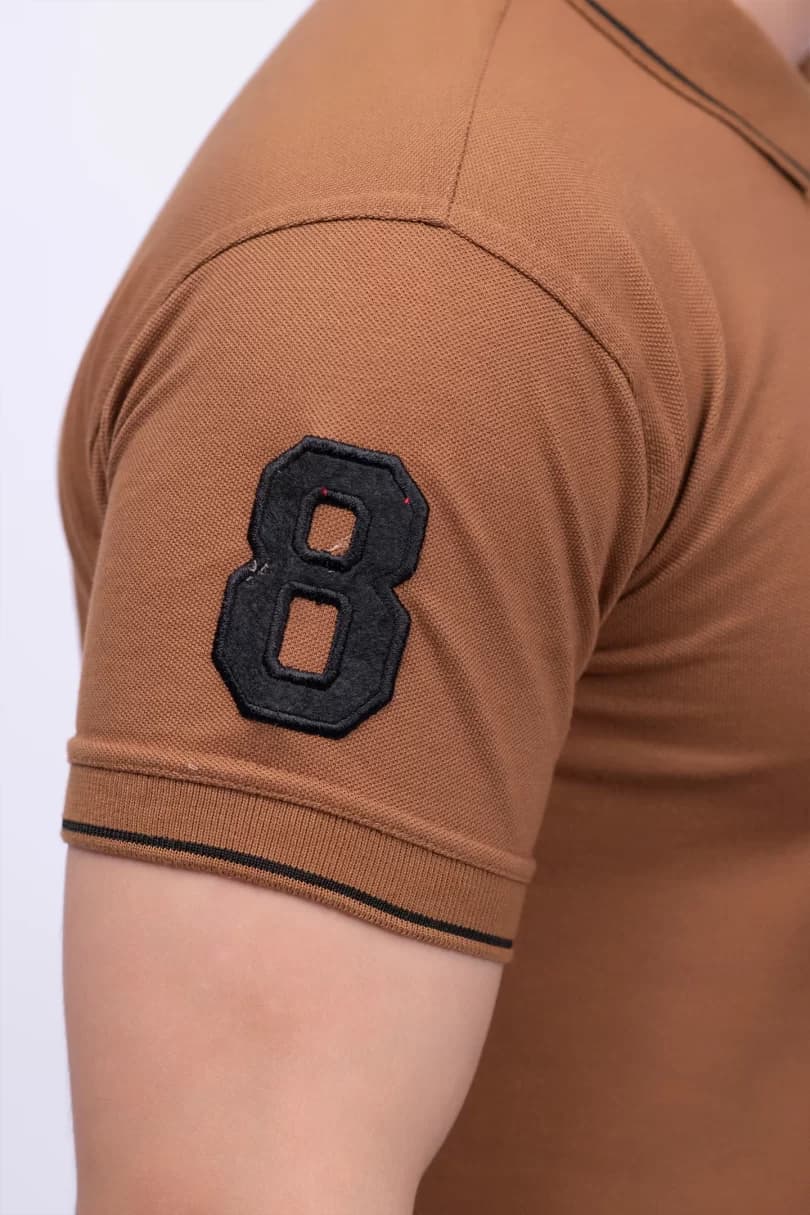 RALPH LAUREN | PRIMIUM QUALITY | MEN’S POLO T SHIRT | TIPPING COLLER & SLEEVES | EMBROIDERED LOGO | BROWN thumbnail 3