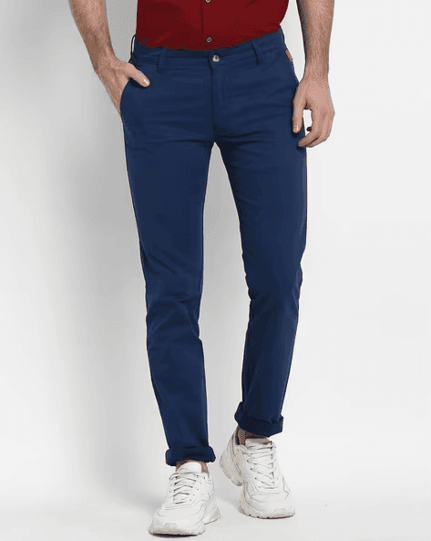 BLACK DOT | MENS COTTON CHINOS | IMPORTED | STRECHIBLE | BRANDED | SLIM FIT | BLUE
