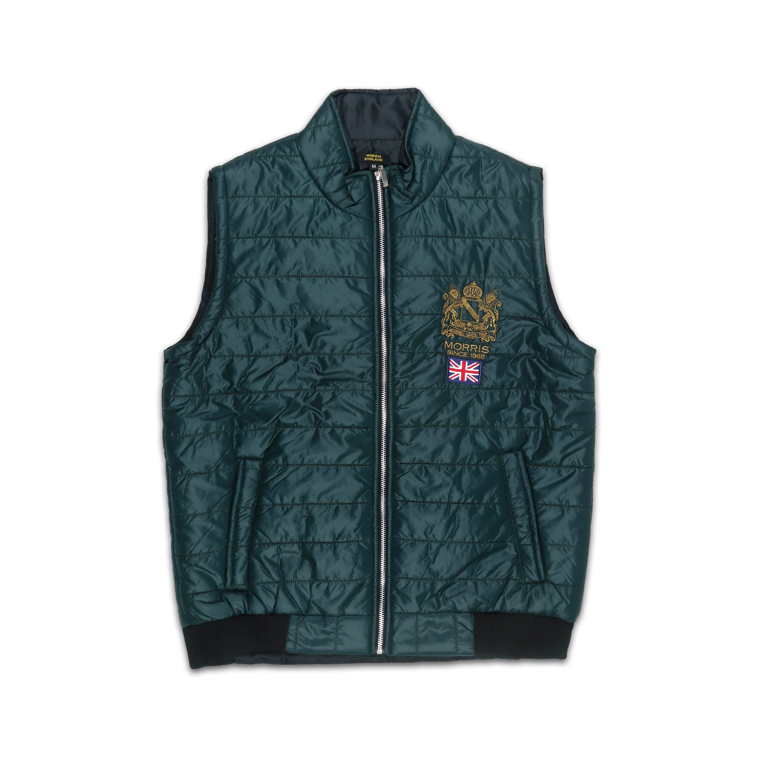 MORRIS | HALF SELEEVES PUFFER JACKET | 100% IMPORTED QUALITY | EMBRAIDED BADGE | SEA GREEN