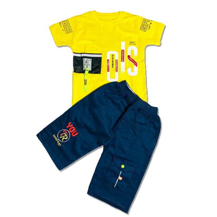 HIGH DENSITY LEAVES | IMPORTED QUALITY | SOFT COTTON  | T SHIRT & SHORT | PAIR | 1 TO 5 YEARS | YELLOW