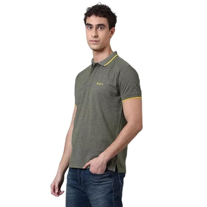 BLEND | 100% AUTHENTIC POLO T SHIRT | SOFT COTTON PK | SHADED EFFECT COLOUR | GREENISH