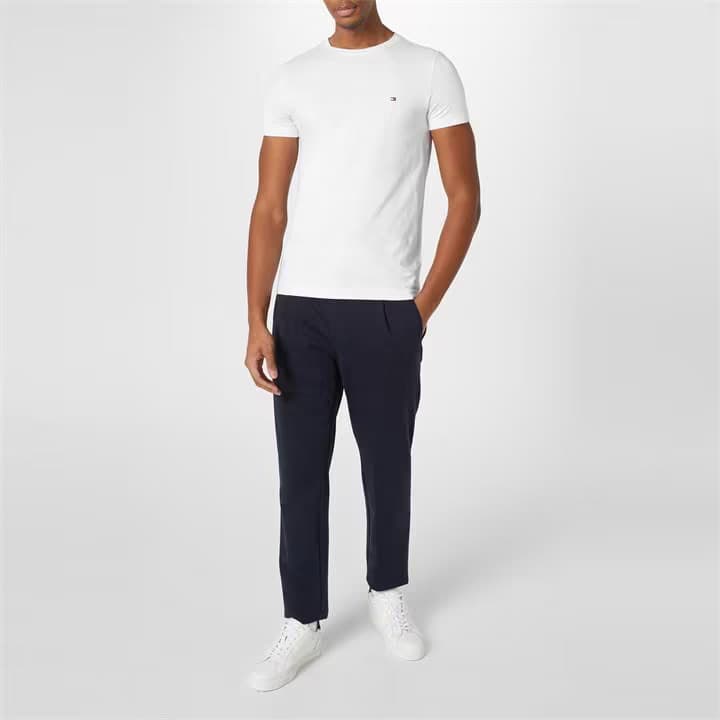 TOMMY HILFIGER | 100% ORIGINAL T-SHIRT | Embroidered LOGO On Front | LYCRA COTTON | WHITE