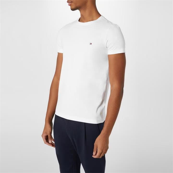 TOMMY HILFIGER | 100% ORIGINAL T-SHIRT | Embroidered LOGO On Front | LYCRA COTTON | WHITE thumbnail 2