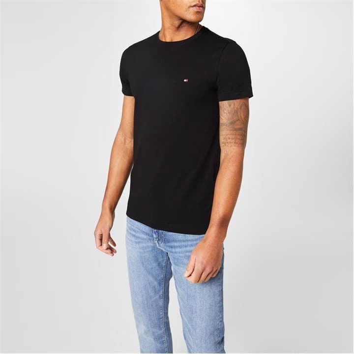 TOMMY HILFIGER | 100% ORIGINAL T-SHIRT | Embroidered LOGO On Front | LYCRA COTTON | BLACK thumbnail 2