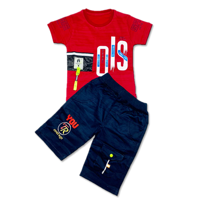 HIGH DENSITY LEAVES | IMPORTED QUALITY | SOFT COTTON | T SHIRT & SHORT | PAIR | 1 TO 5 YEARS | RED