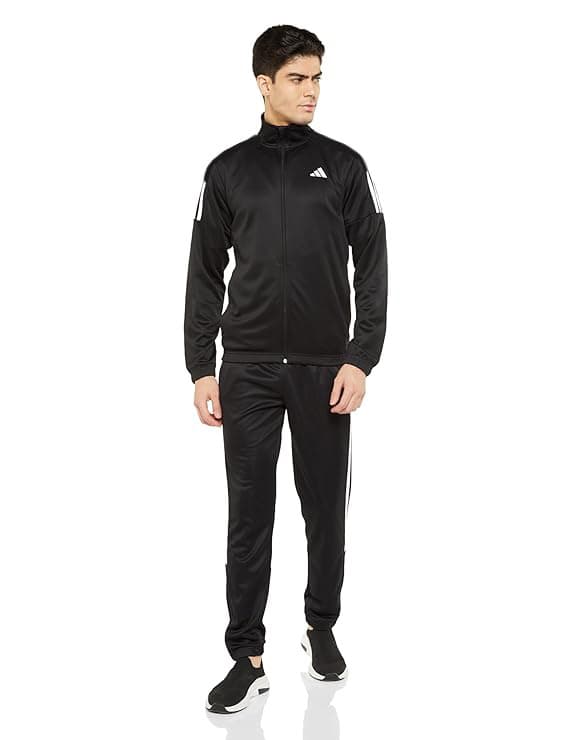 Adidas Winter Track Jacket | 100% Imported | Black with Half Tri-Liner Sleeves