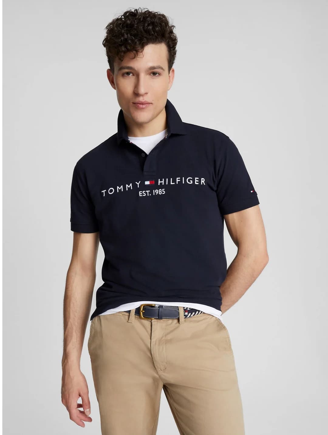 TOMMY HILFIGER | POLO SHIRTS | Embroidered Print On Front | PREMIUM QUALITY | NAVY BLUE