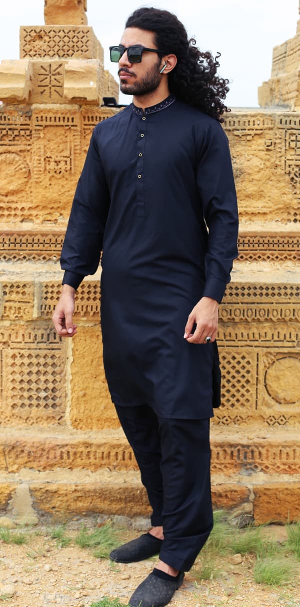 IDEAS by GUL AHMED - MENS SHALWAR KAMEEZ 2025  - BLACK thumbnail 2