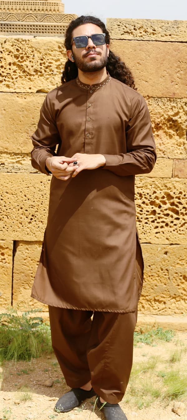 IDEAS by GUL AHMED - MENS SHALWAR KAMEEZ 2025 - LIGHT BROWN thumbnail 2